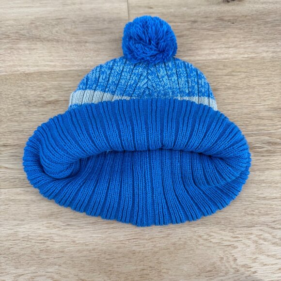 NFL Detroit Lions Knit Beanie Pom Hat OSFA Blue Football Winter Logo Warm EUC - Picture 4 of 8